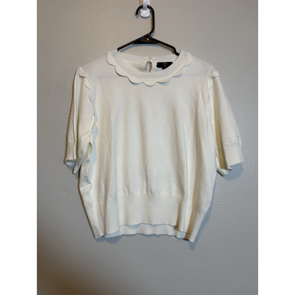 J.Crew 365 Scalloped Knit Sweater XL Romantic Classic Soft Girl Coastal Preppy